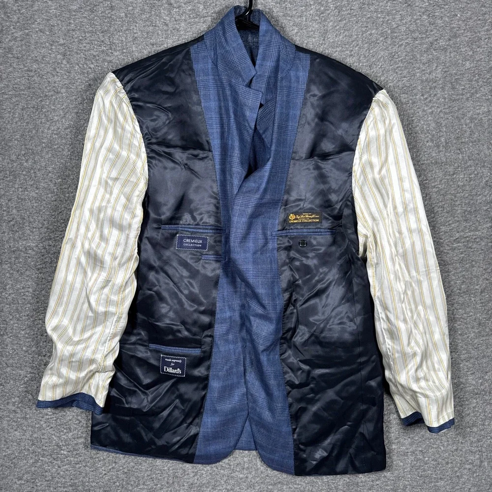 Loro Piana Sport Coat Mens 44R Blue Plaid 100% Wool Cremieux Blazer Jacket